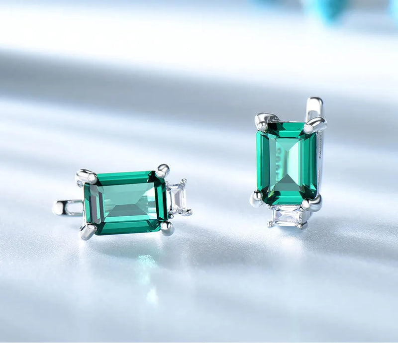 Sterling Silver 0.60 ctw Nano Emerald Clip Earrings for Her