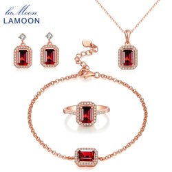 Sterling Silver 925 Garnet Gemstone Rose Gold Plated Jewelry Set For Women