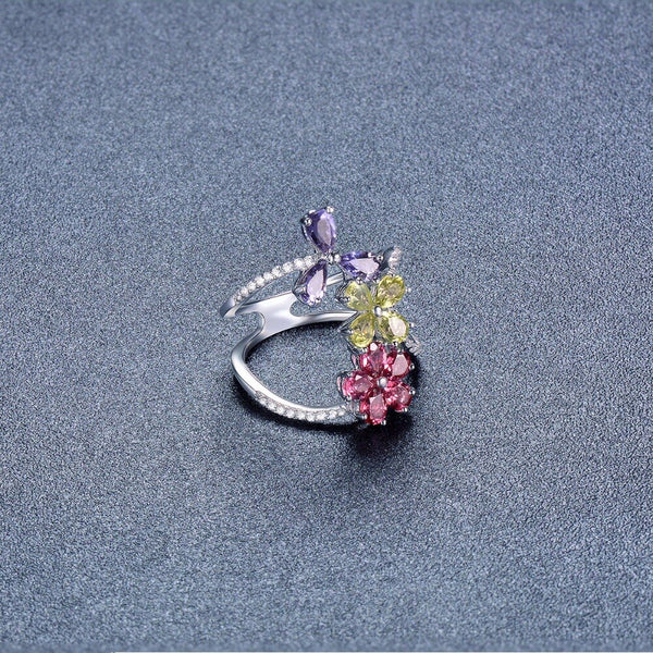 14K Gold Ethereal Blossom Gemstone Ring for Her