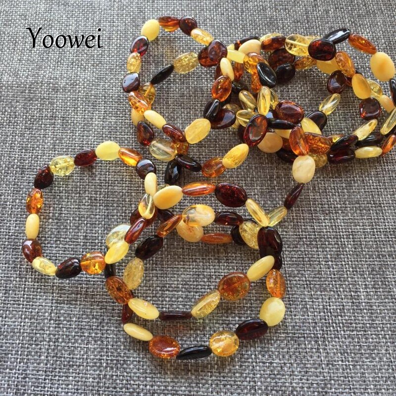 Sterling Silver Original Style Natural Amber Bead Bracelet for Women