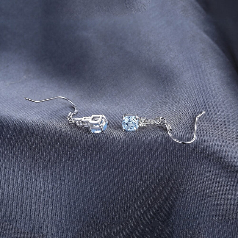 925 Sterling Silver Sky Blue Topaz Drop Earrings for Woman