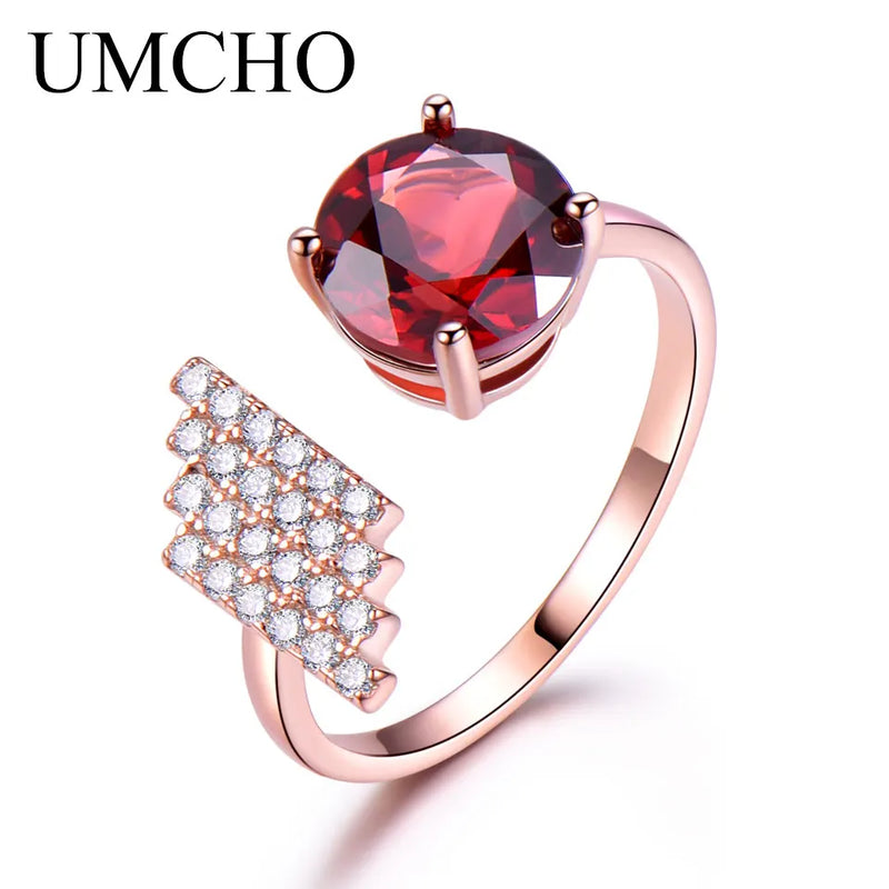 925 Sterling Silver Garnet Ring for Women