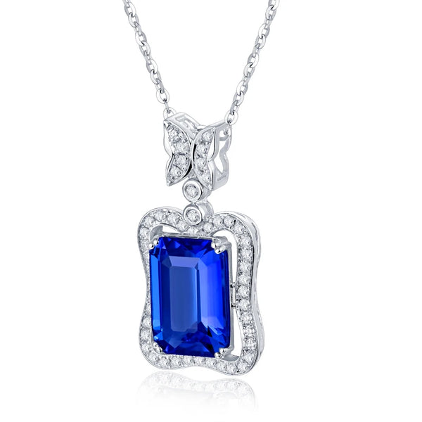 18Kt Au750 White Gold Tanzanite Diamond Pendant for Women