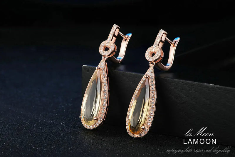 Sterling Silver Citrine Drop Earrings for Women