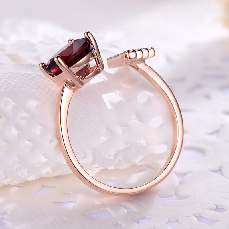 925 Sterling Silver Garnet Ring for Women