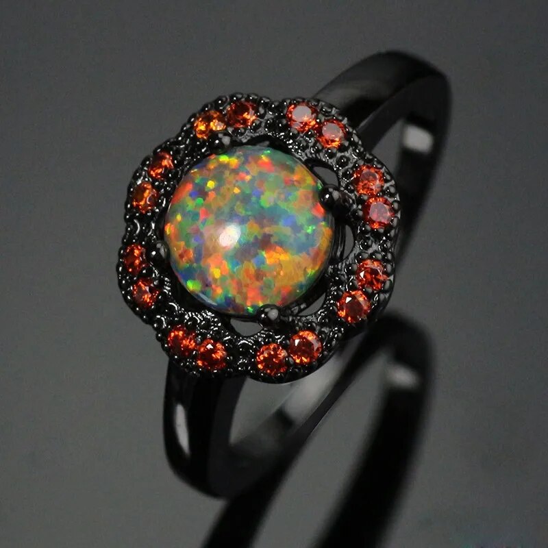 Gold Filled Fire Opal Ring for Women