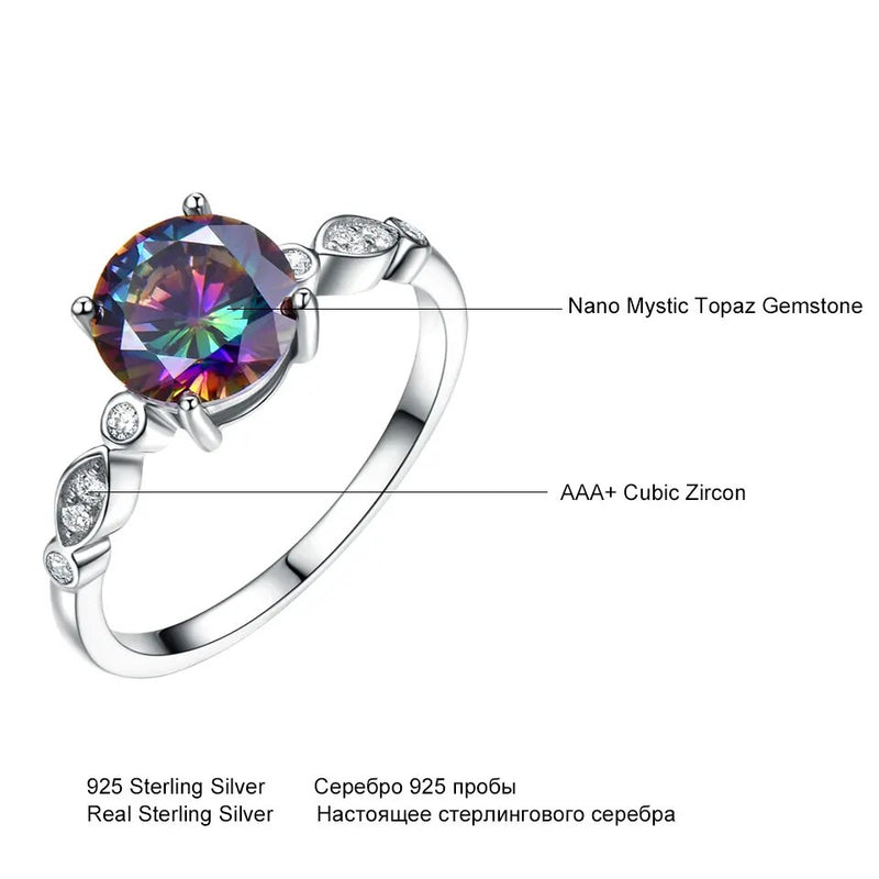 Sterling Silver Mystic Topaz Engagement Ring for Women