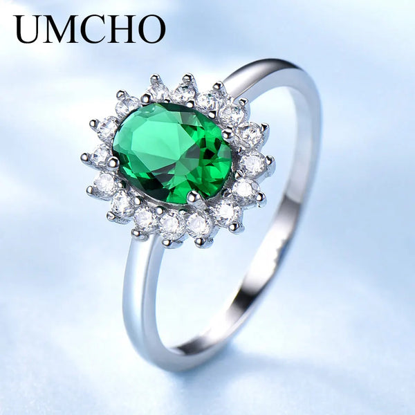 925 Sterling Silver Emerald Ring For Women