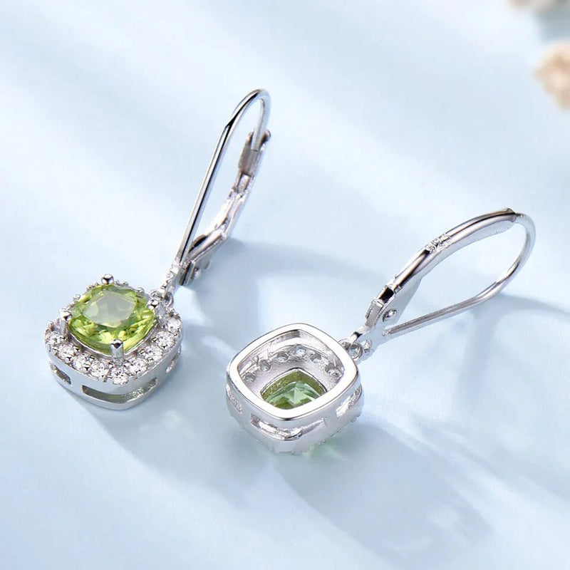 925 Sterling Silver Peridot Earrings for Women