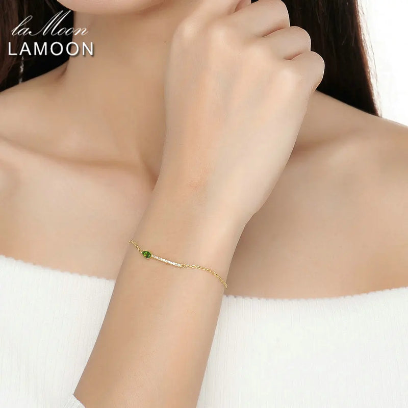 925 Sterling Silver Green Diopside Bracelet for woman