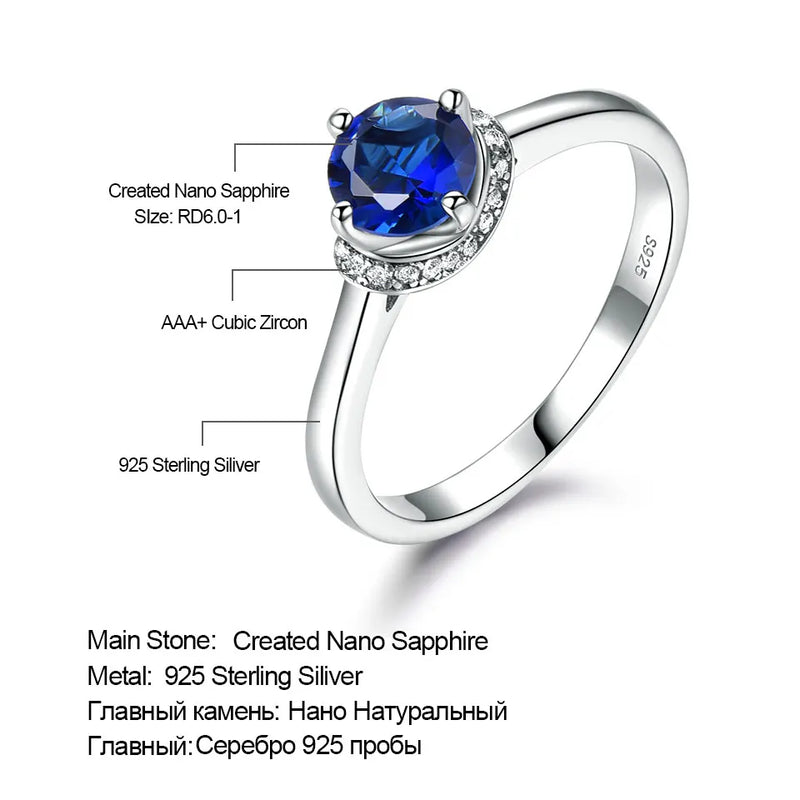 925 Sterling Silver Blue Sapphire Halo Ring for Women