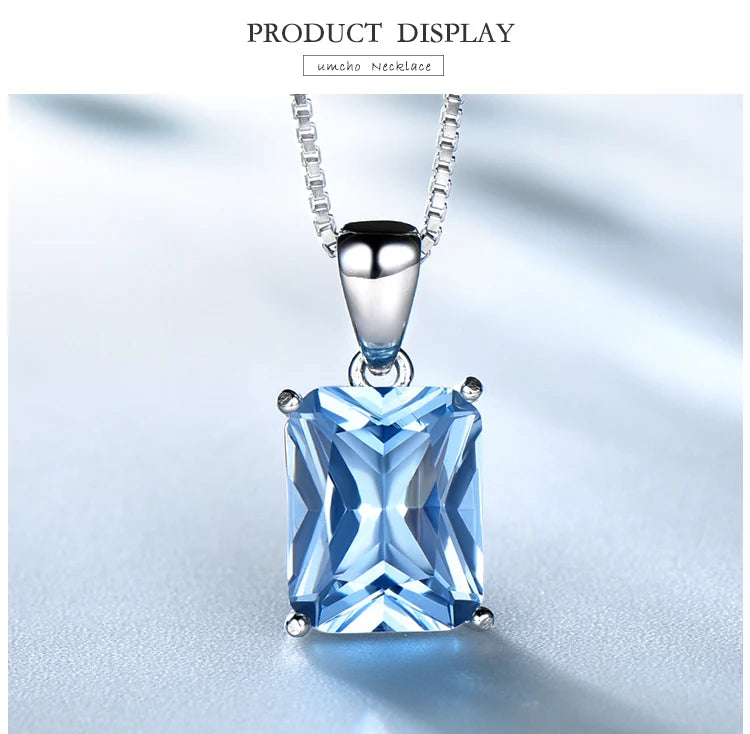 sterling silver nano blue topaz pendant necklace for women