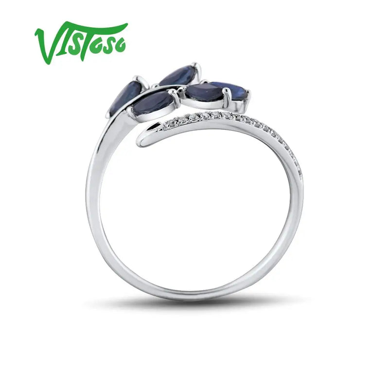 14K White Gold Diamond and Sapphire Emerald Ring for Lady