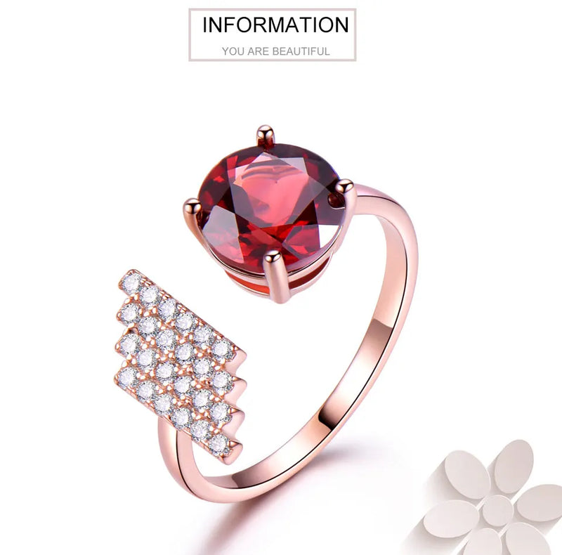 925 Sterling Silver Garnet Ring for Women