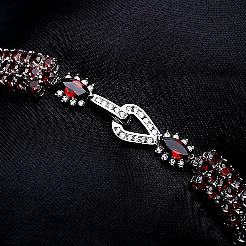 Sterling Silver Natural Red Garnet Bracelet for Women