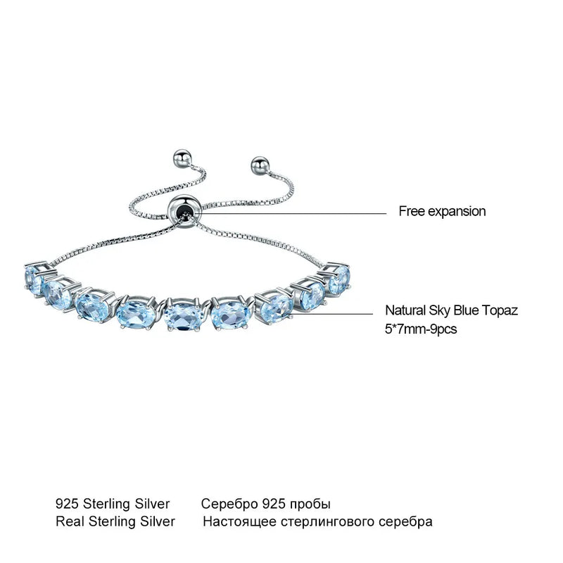 925 Sterling Silver Sky Blue Topaz Bracelet for Women