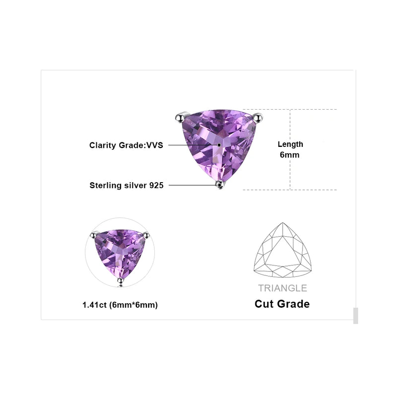 925 Sterling Silver Purple Amethyst Stud Earrings for Women