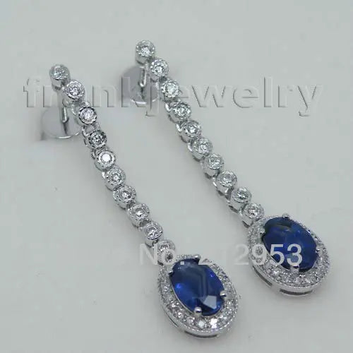 14kt White Gold Natural Sapphire Drop Earrings