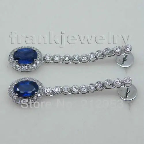 14kt White Gold Natural Sapphire Drop Earrings