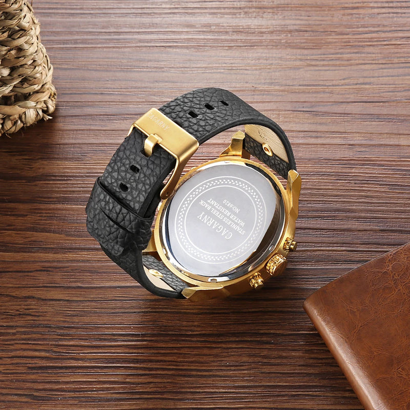 Stainless Steel Leather Quartz Watch for Men