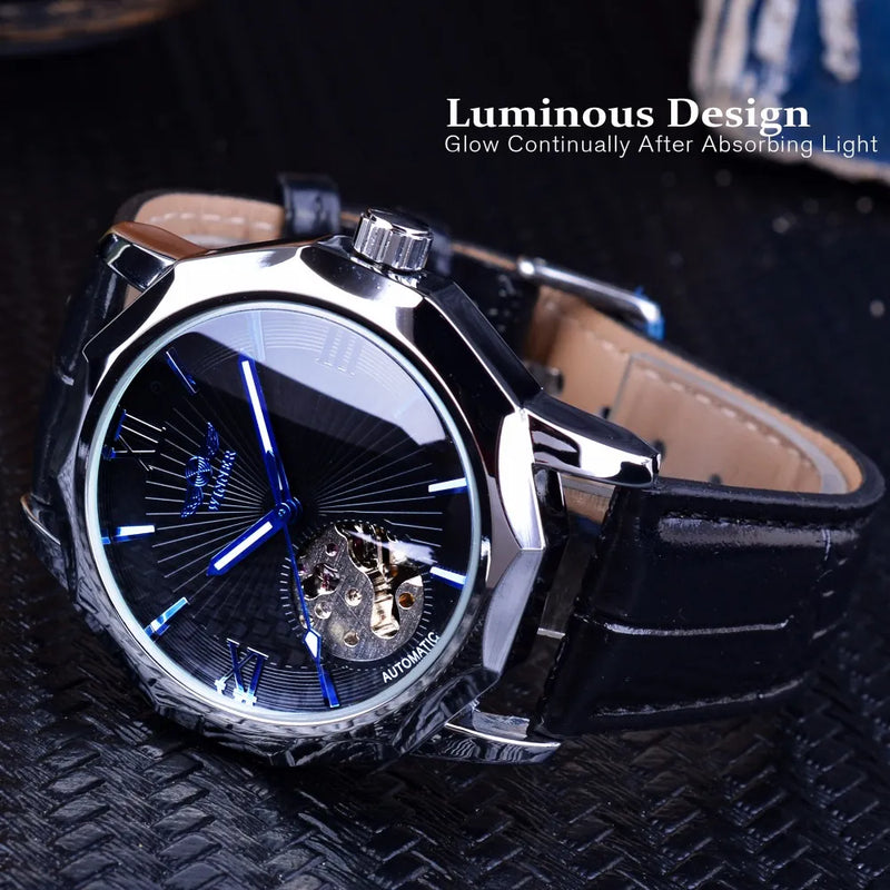 Stainless Steel Transparent Skeleton Dial Men's Watch