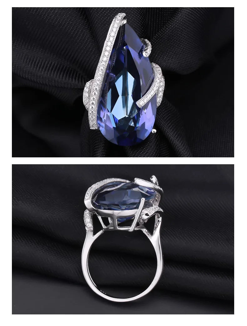 Sterling Silver Iolite Blue Mystic Quartz Gemstone Ring for Women