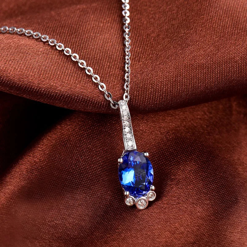 18K White Gold Tanzanite Pendant Necklace