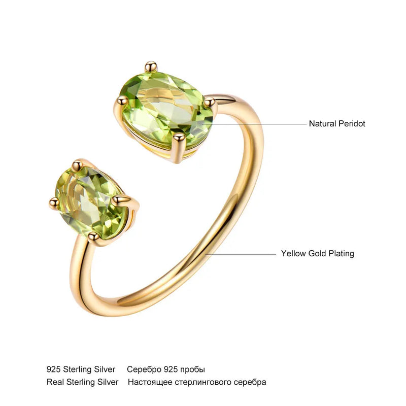 925 Sterling Silver 10.7ctw Peridot Ring for Women