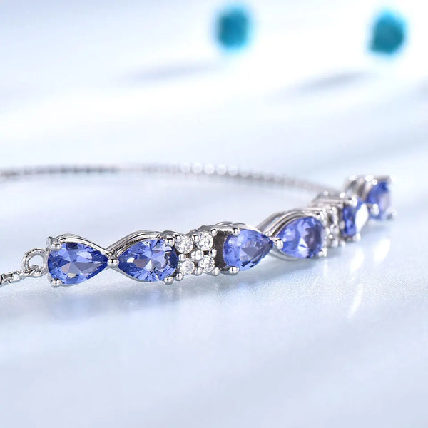 925 Sterling Silver Tanzanite Tennis Bracelet for Women