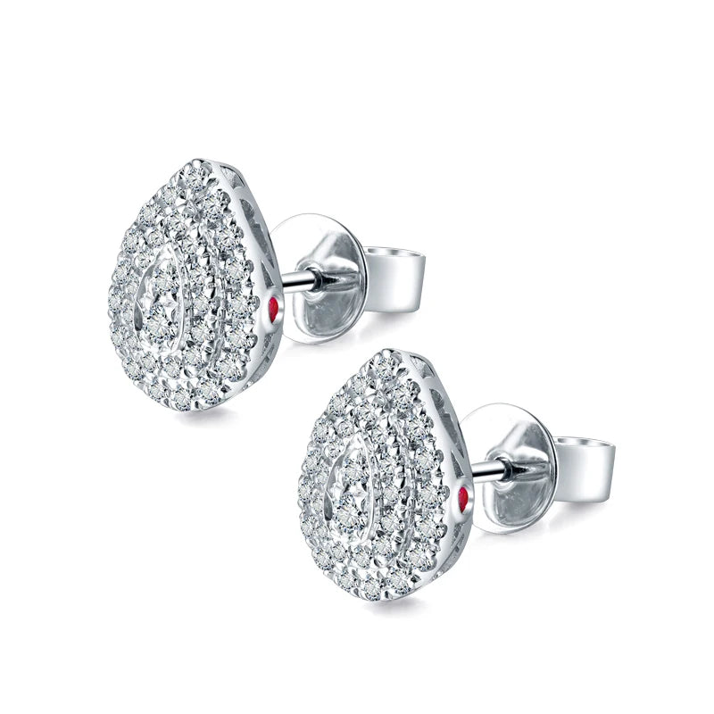 14K White Gold Pear Shape Natural Diamond Earrings for Women