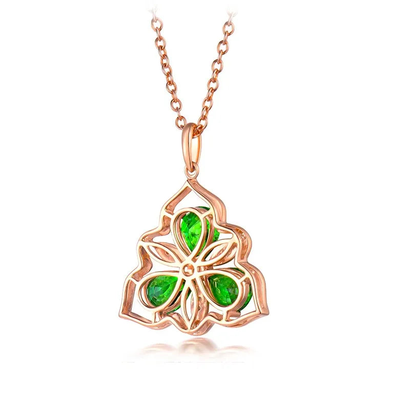 14kt Rose Gold Tsavorite Diamond Pendant Necklace for Women