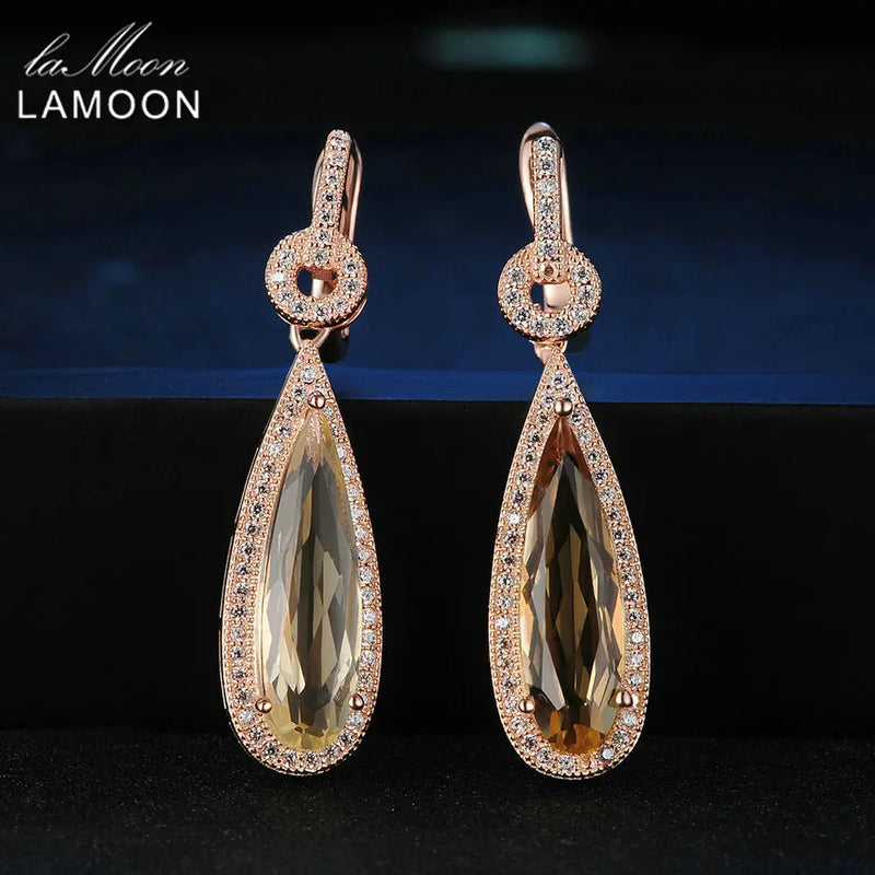 Sterling Silver Citrine Drop Earrings for Women