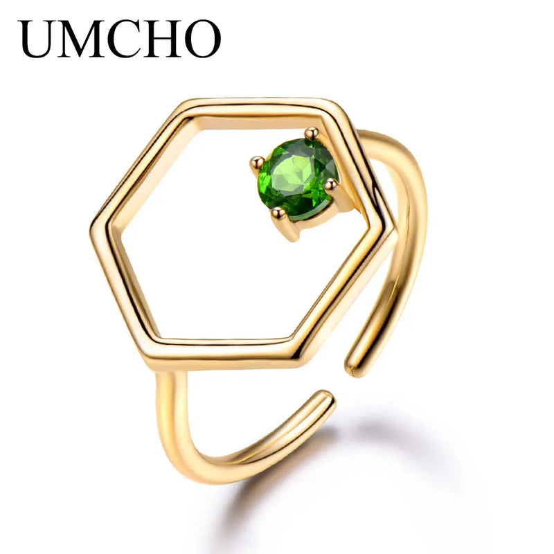 925 Sterling Silver Diopside Ring for Women