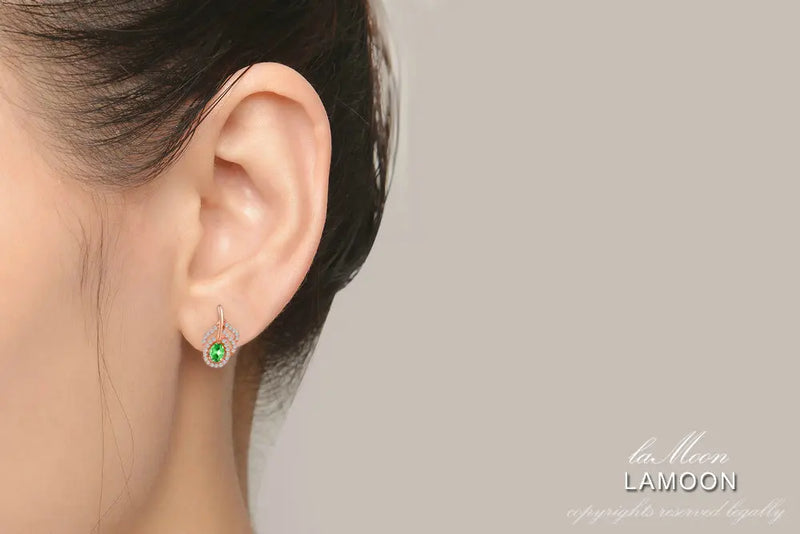 925 Sterling Silver Peridot Leaf Earrings for Women