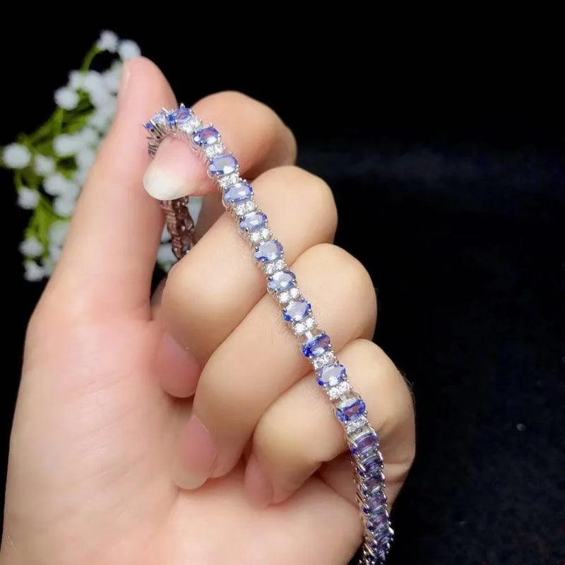 925 Silver Tanzanite Bracelet, 3mm x 5mm, for Women