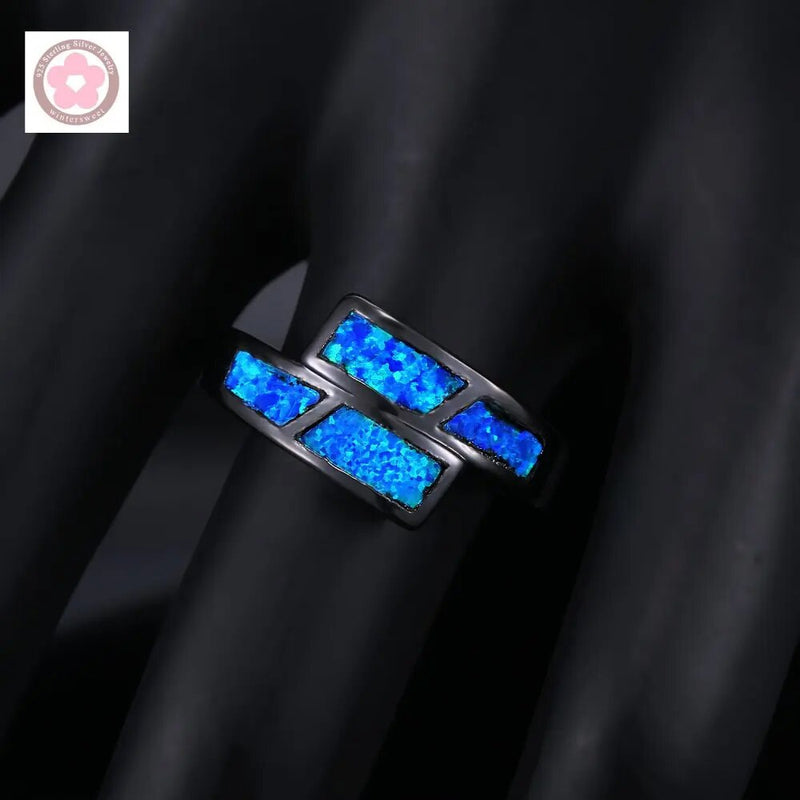 Gold Filled Blue Opal Cocktail Ring for Women