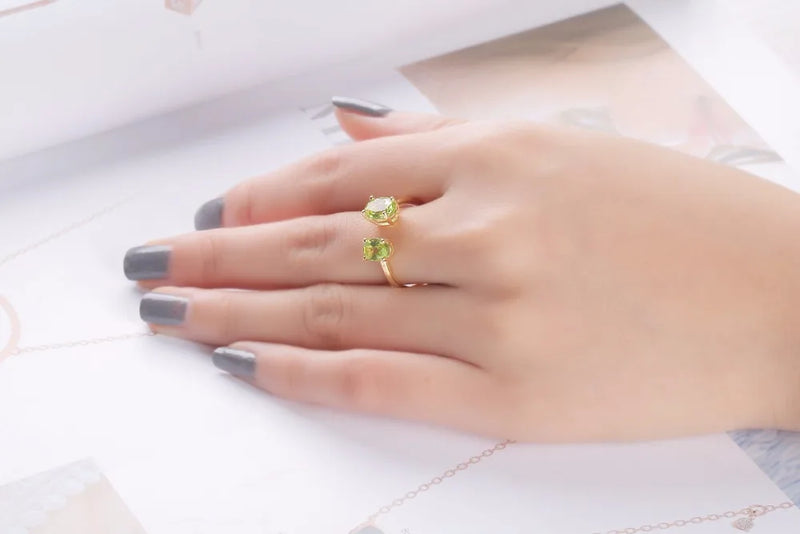 925 Sterling Silver 10.7ctw Peridot Ring for Women