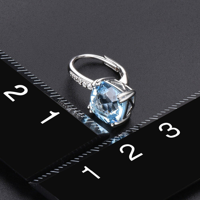 925 Sterling Silver Blue Topaz Drop Earrings 5.86ct for Women
