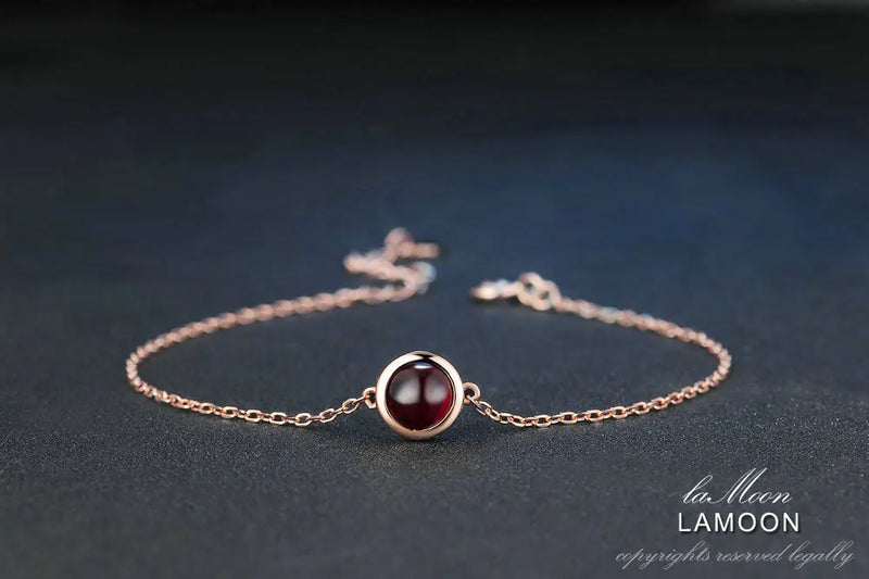 925 Sterling Silver Bracelet with 1.10ct Red Garnet Charm for Women