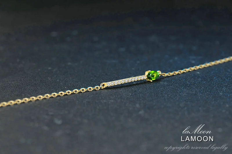 925 Sterling Silver Green Diopside Bracelet for woman