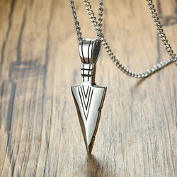 Stainless Steel Spearhead Pendant Necklace for Men.