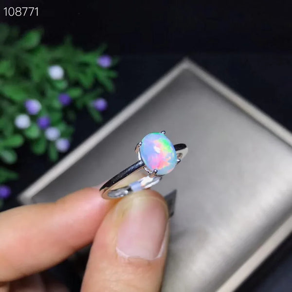 925 Silver Adjustable Size Opal Ring for Women