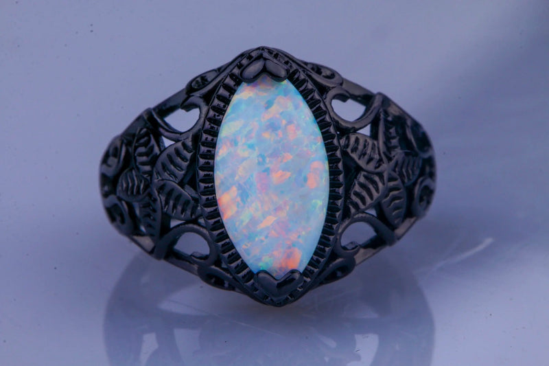 Gold Filled Dark Multi Colors Opal Cocktail Ring for Women