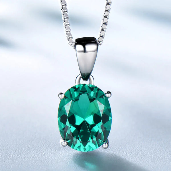 Sterling Silver Emerald Ring and Pendant Set for Women