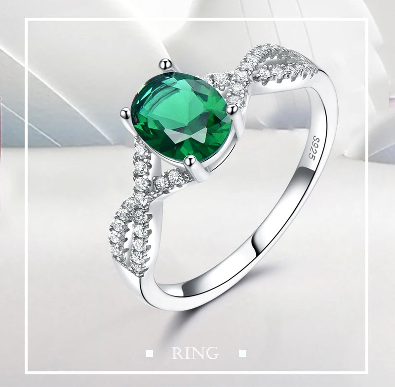 Sterling Silver Nano Emerald Oval Ring for Female