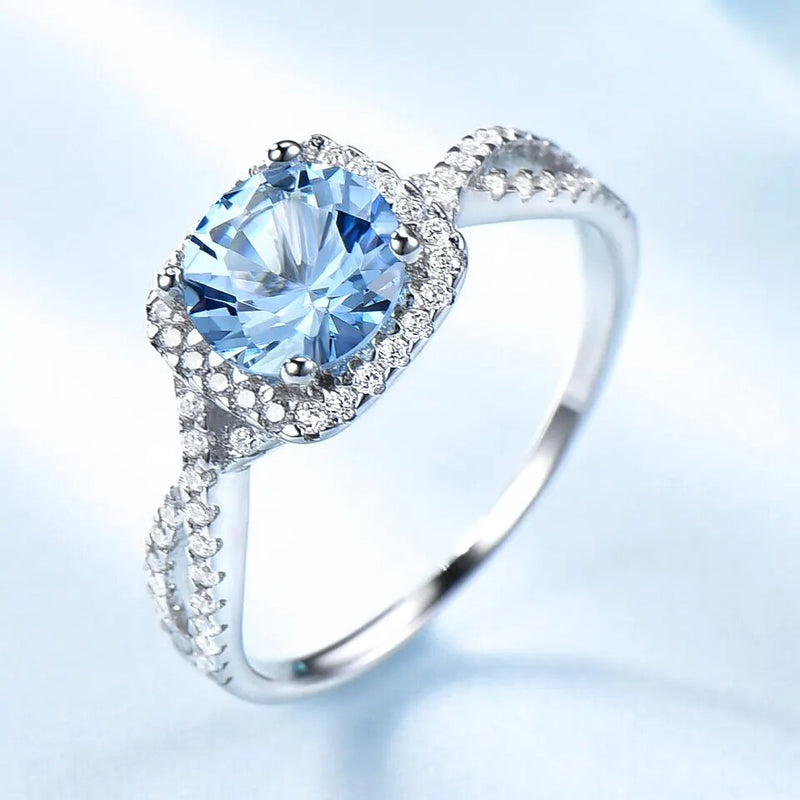 925 Sterling Silver Sky Blue Topaz Ring for Women