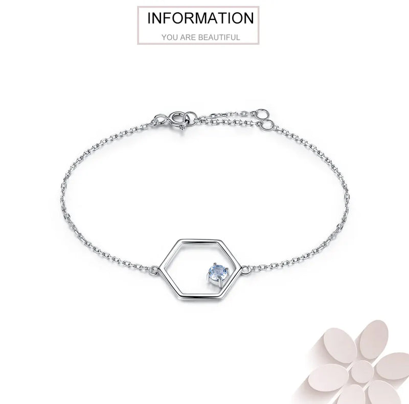 Sterling Silver Blue Topaz Bracelet for Women