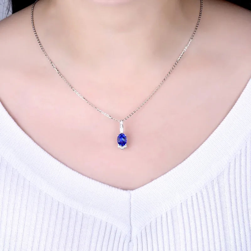 18K White Gold Tanzanite Pendant Necklace