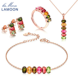 925 Sterling Silver Tourmaline Jewelry Set for Women