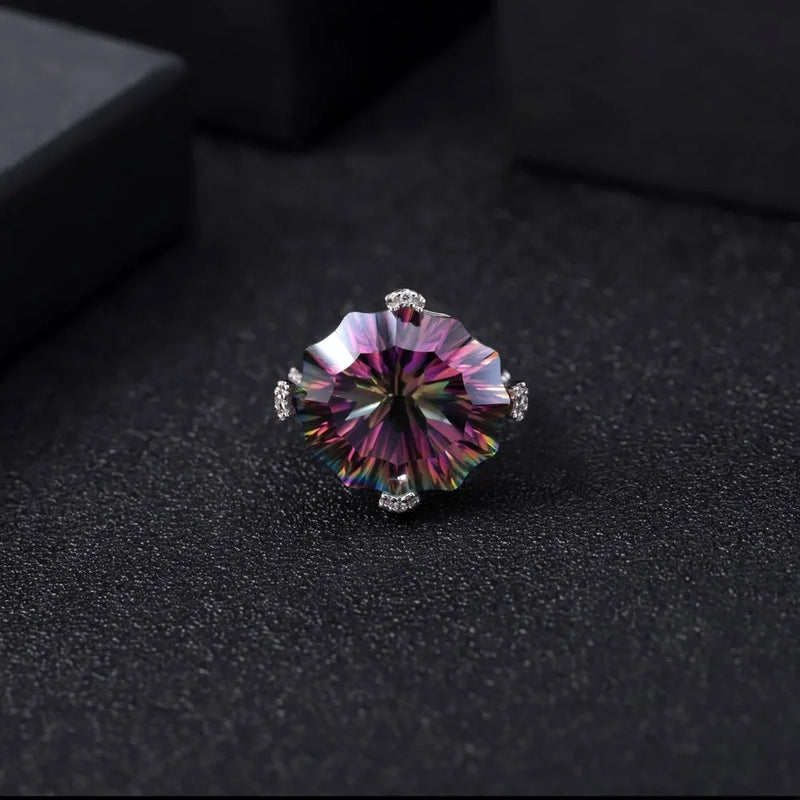 Sterling Silver Rainbow Mystic Quartz Cocktail Ring for Women